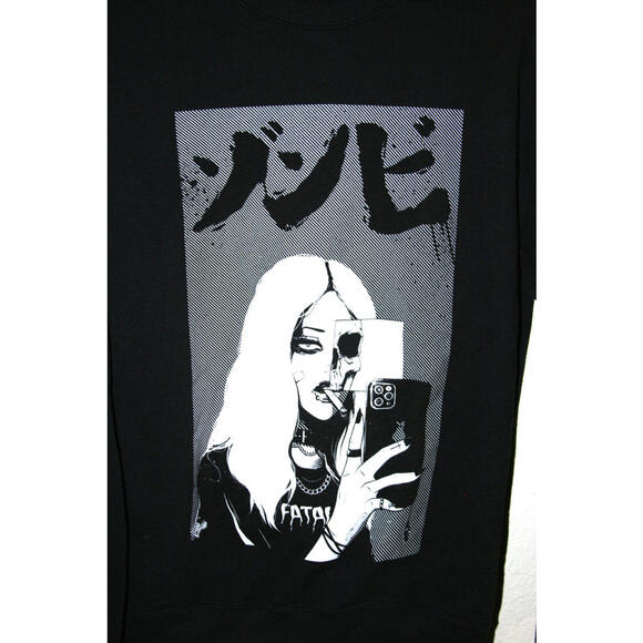 Zombie makeout Club Smoking Skull Girl Sweatshirt Size SMALL - Picture 2 of 3